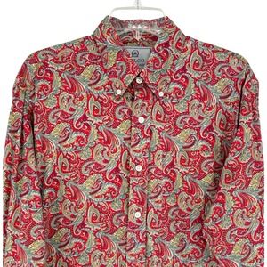 RELCO London Platinum Collection Red Paisley Button Down Shirt Mens L